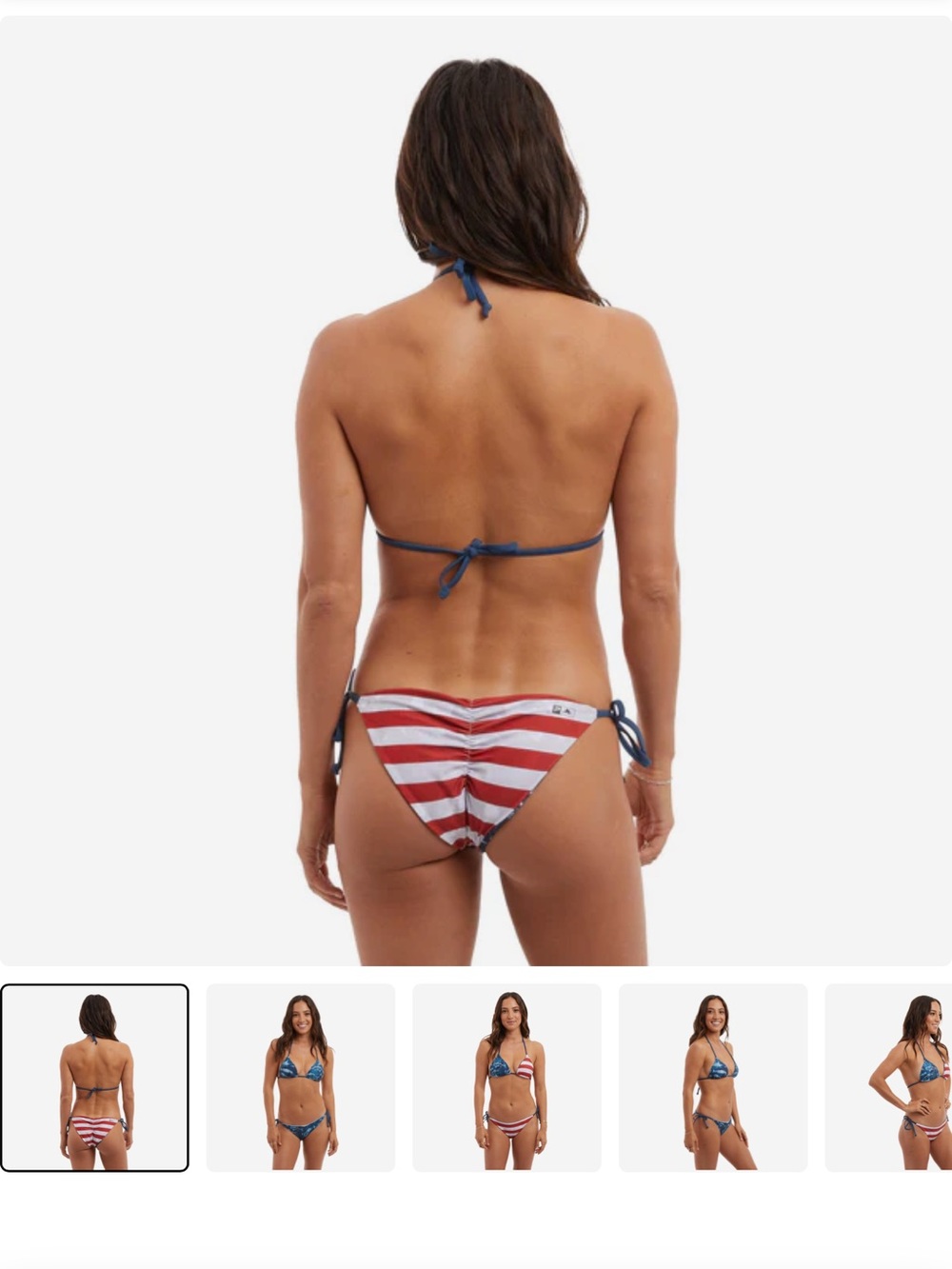 Pelagic Red White and Blue Striped Bikini. Reversible beach wear.